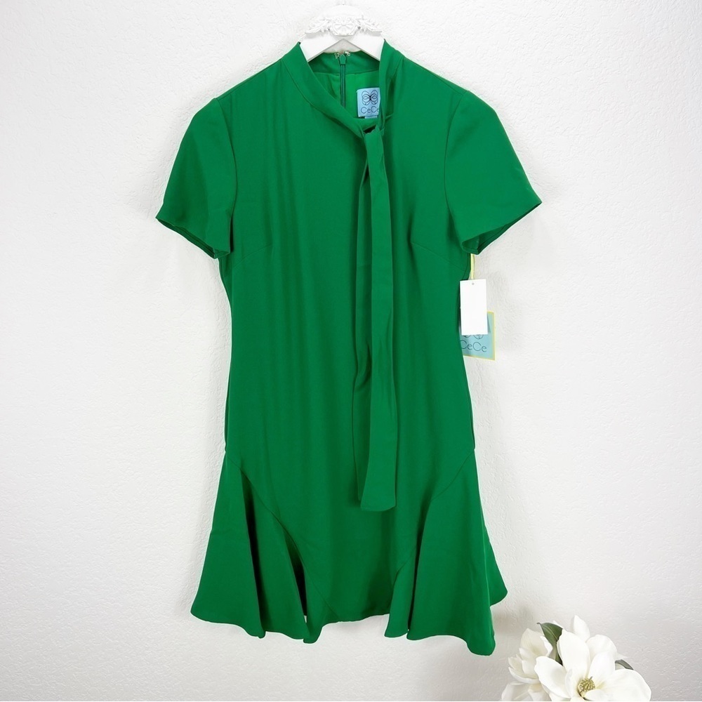CeCe A-Line Bow Dress Green Size 2 NWT - Picture 2 of 7